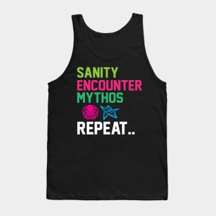 Arkham Horror Sanity, Encounter, Mythos, Repeat Board Game Graphic - Tabletop Gaming Tank Top